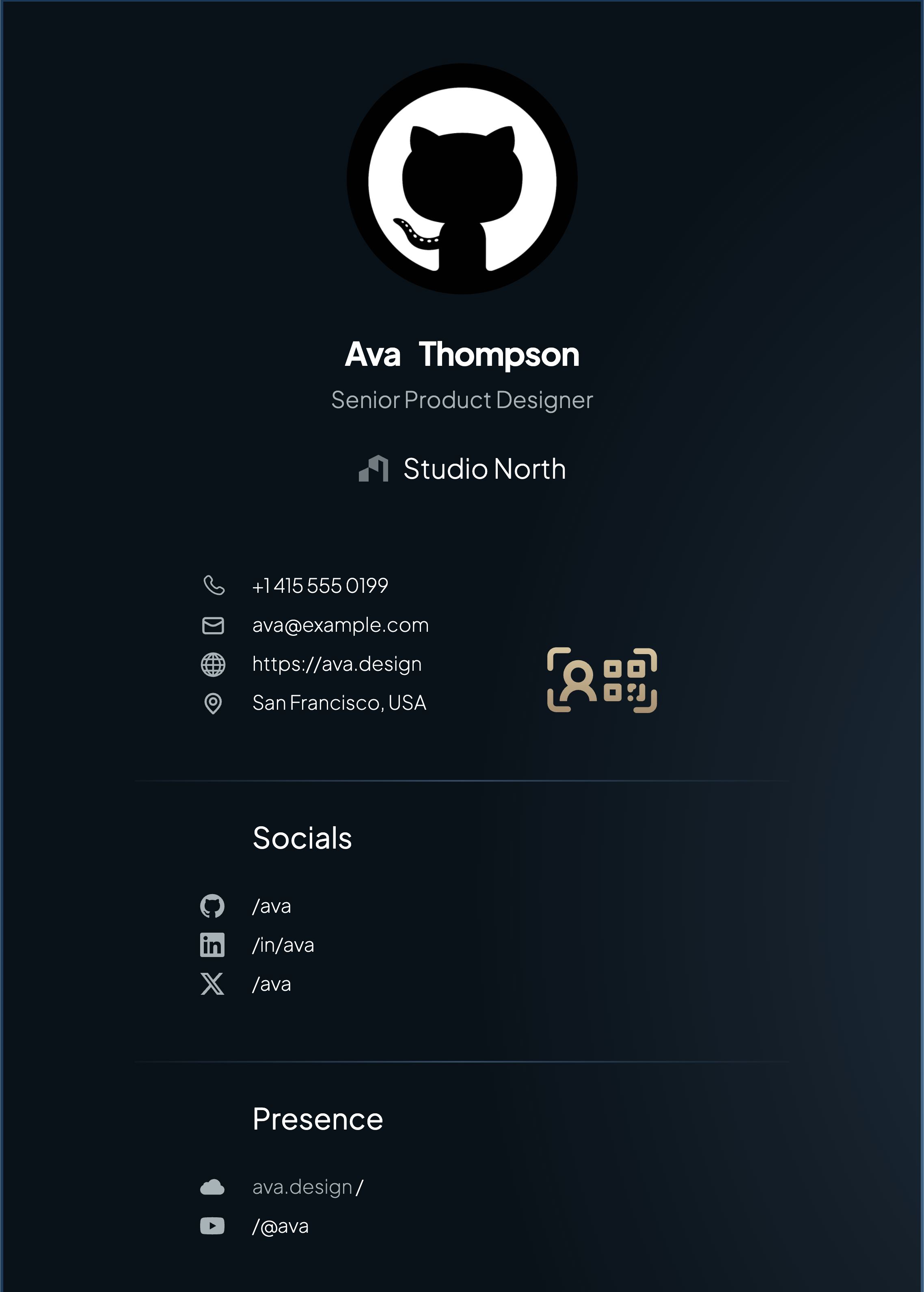 QR Code Generator Interface - Create custom QR codes with contact information